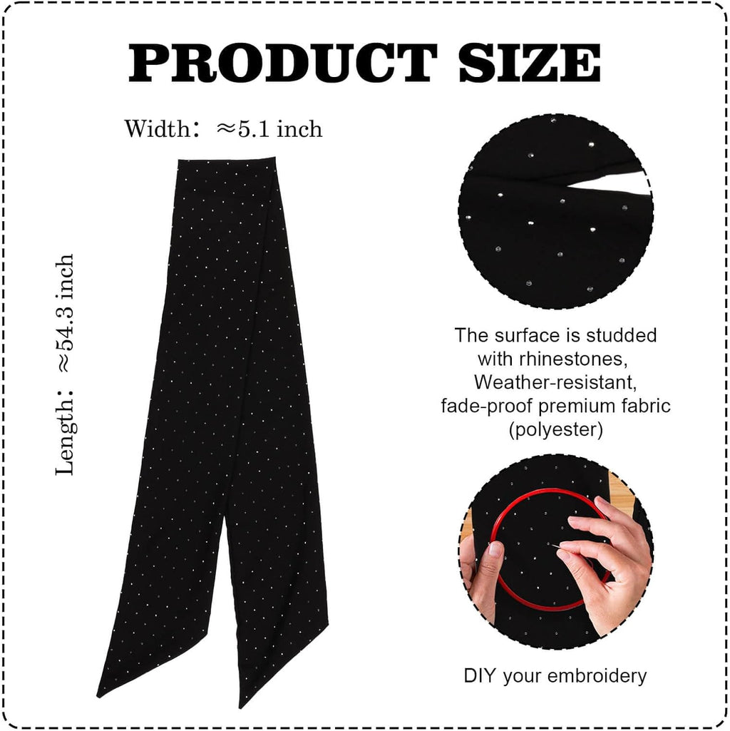 YKW Black Rhinestone Wreath Sash - 54x5 Inch Sparkle Ribbon for Christmas & Wedding Decor