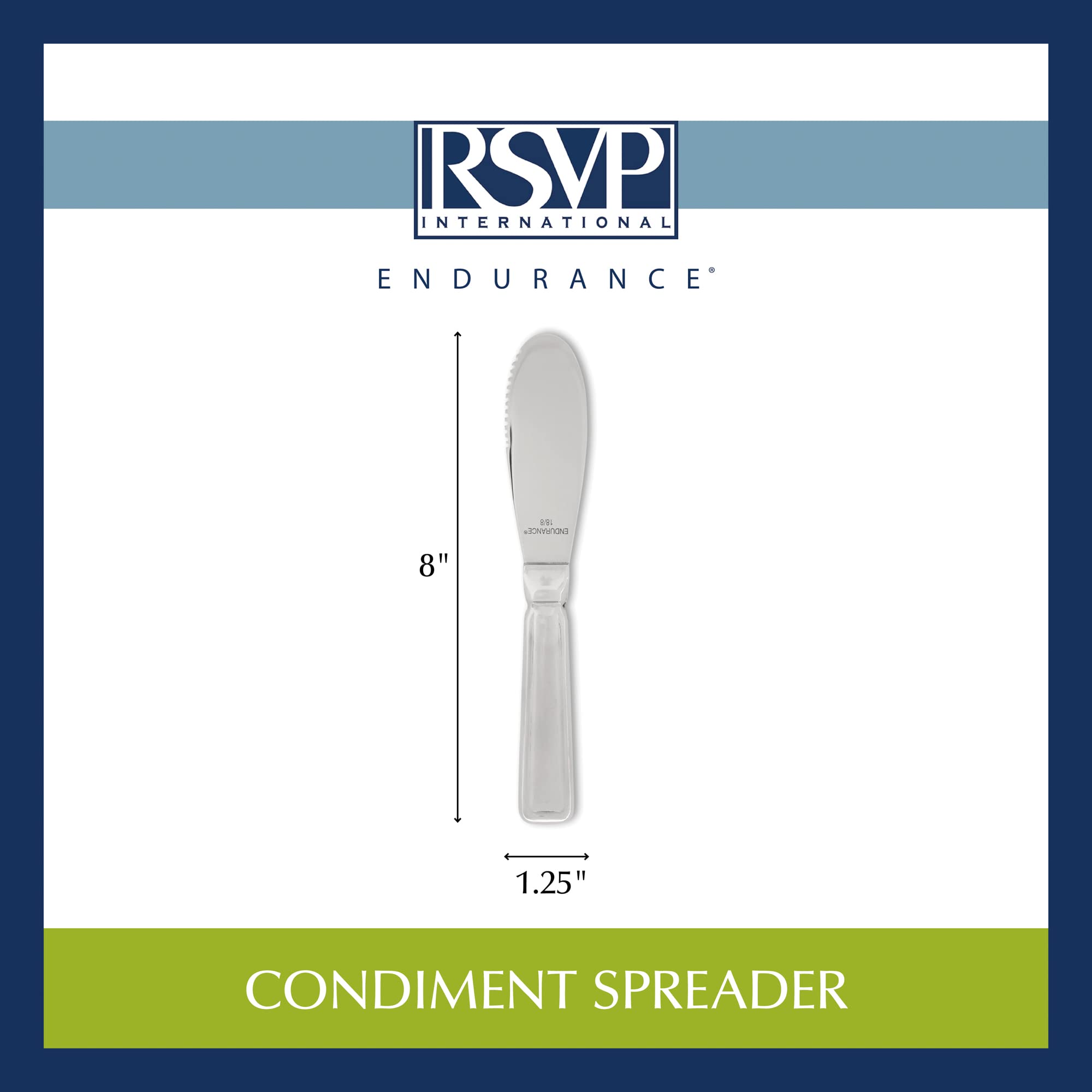 RSVP International Endurance Kitchen Collection Condiment Utensils, Spreader,Silver