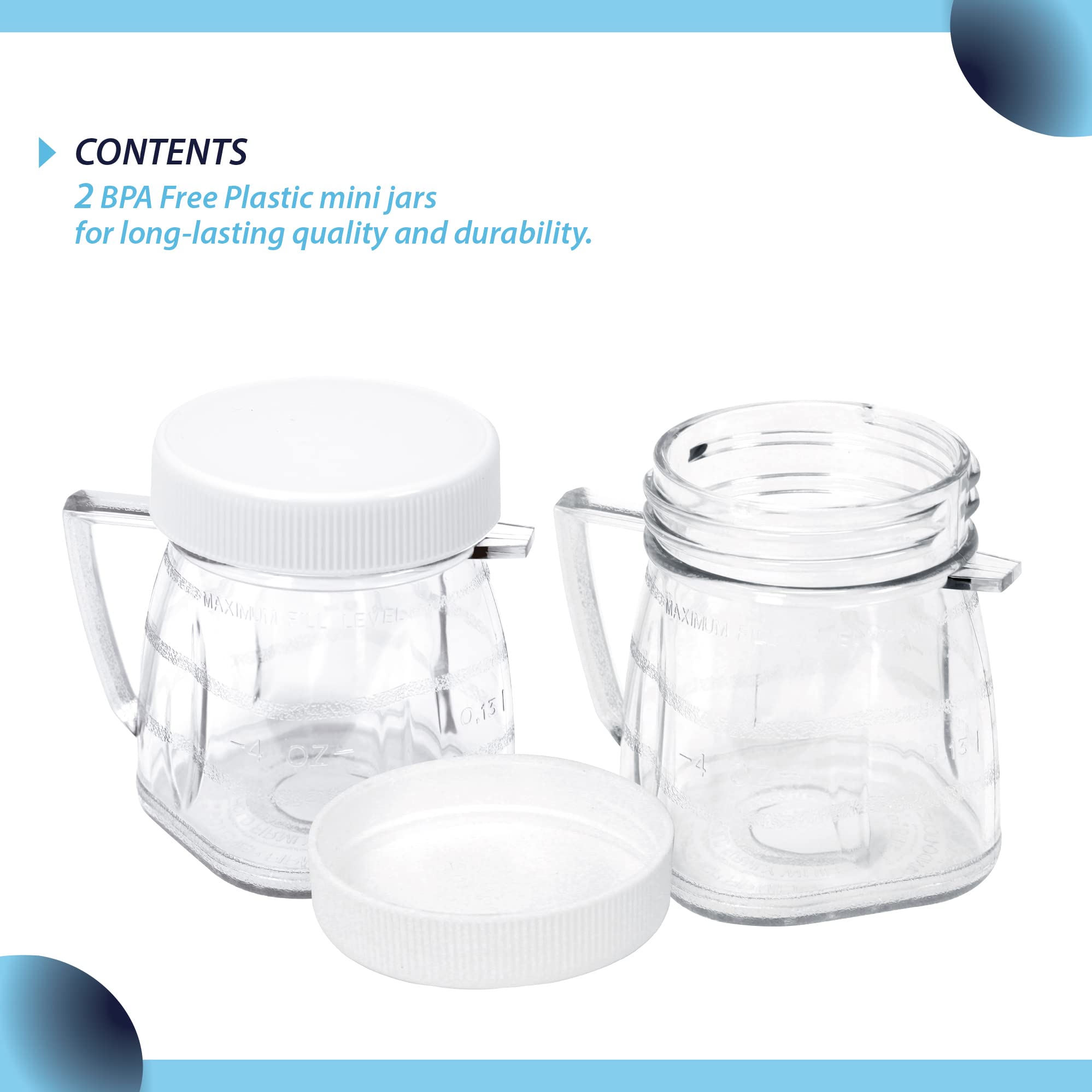 Replacement Mini 1-cup Clear Plastic Jar by CarterTM, fits most Oster Blenders (2 Pieces)