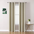 ChrisDowa Grommet Room Darkening Curtains - Thermal Insulated Blackout Panels, Beige, 42W x 84L