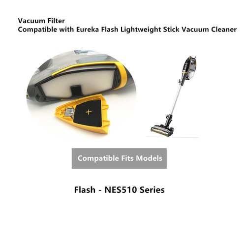 Ymimi Vacuum Filter Compatible with Eureka Flash Lightweight Stick Vacuum Cleaner,Fits NES510,Part # N0205,N0206,N0207 (2-Set)