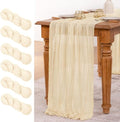 MLMW 6 Pack Beige Cheesecloth Table Runner - Boho Rustic Design | 160 Inch for Weddings & Events