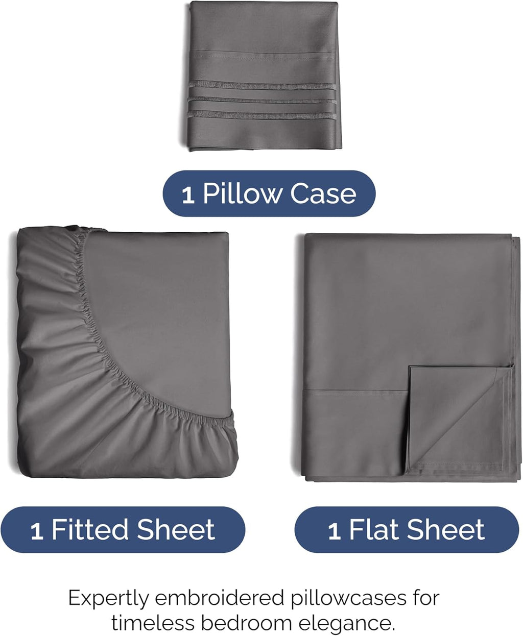 Skiennix Twin XL Sheet Set - Comfy Cooling Bed Sheets - Hotel Luxury Bedding - Deep Pockets, Dark Grey