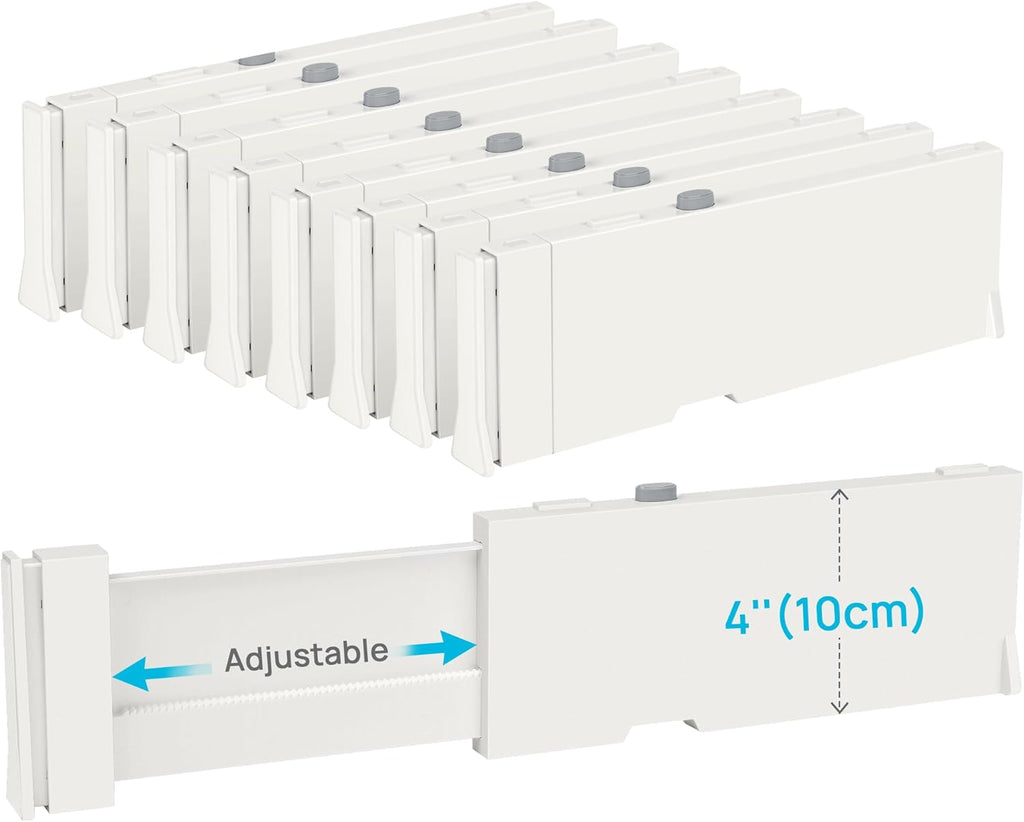 Vtopmart Drawer Dividers - Adjustable 4" High Expandable Organizers | 8 Pack for Dresser, Baby Clothes & Kitchen Storage