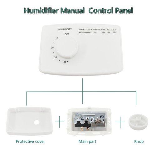 Bydorunce Humidistat Switch 4655, Manual Digital Control for Whole-House Duct or Wall Mounted Humidifier, 24VAC, White