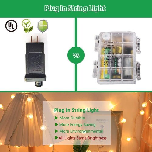 Globe String Lights - 49.2 Feet 100 LED Fairy Lights with Remote Timer | Indoor/Outdoor Decor