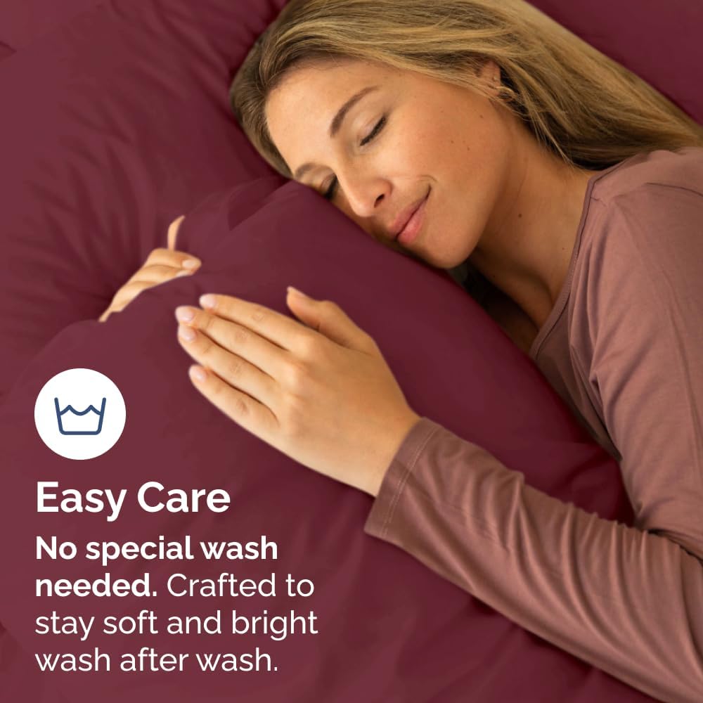 Skiennix Queen Pillow Cases Set of 10 | Ultra Soft Hotel Quality, Wrinkle-Free & Stain Resistant - Burgundy