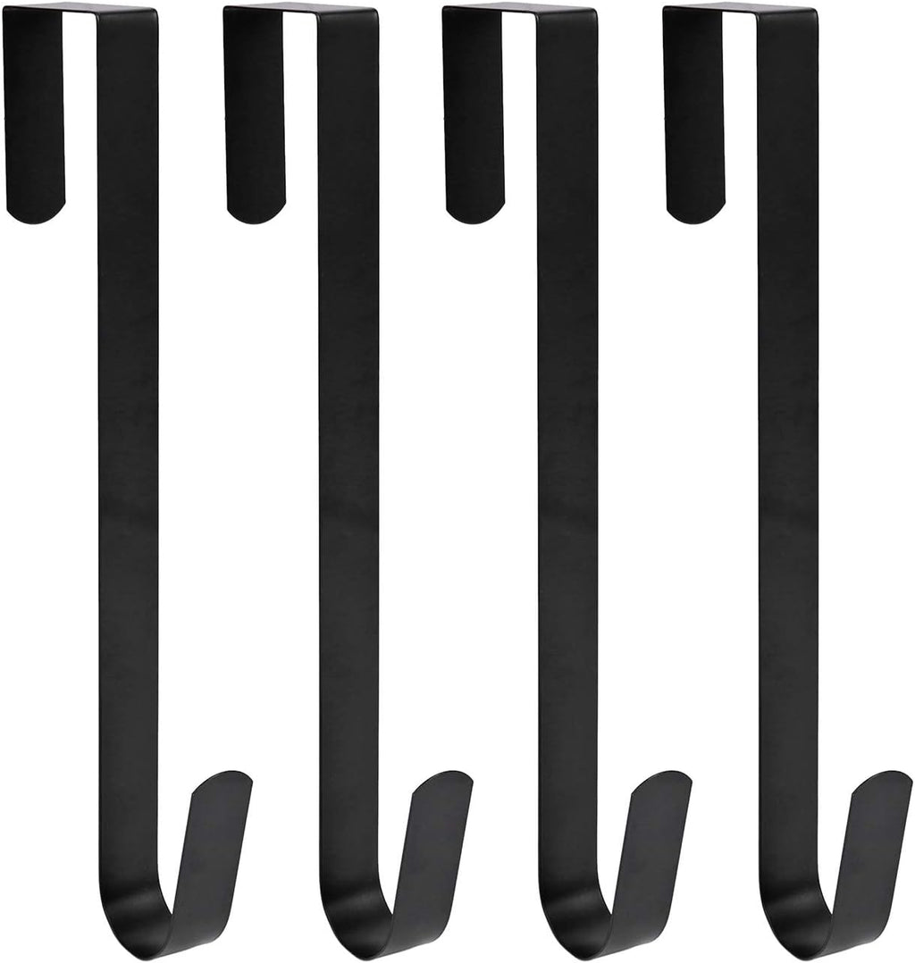 Sattiyrch 12" Wreath Hanger - Durable Steel Over-The-Door Hook for Front Door | Black Finish