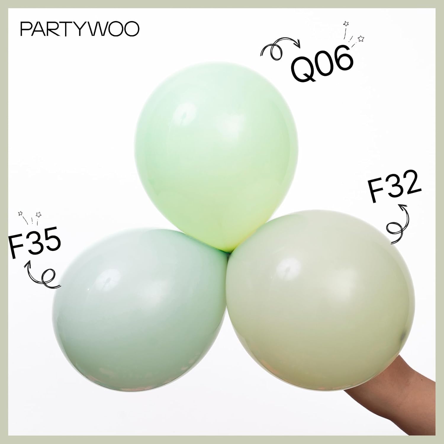 PartyWoo Sage Green Balloons - 101pcs 12 Inch Boho Dusty Olive Latex for Birthday & Wedding Decor
