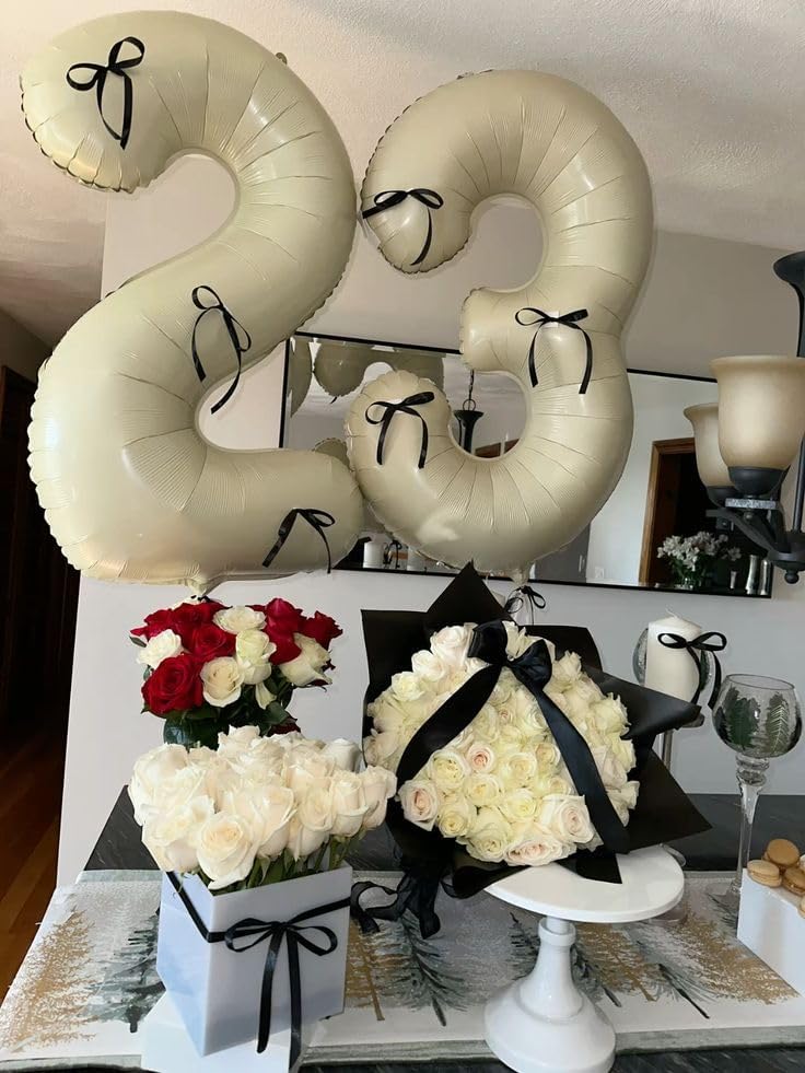 Number Balloons | Large 40 Inch Cream Number 13 Foil Balloon for Birthday & Wedding Decor