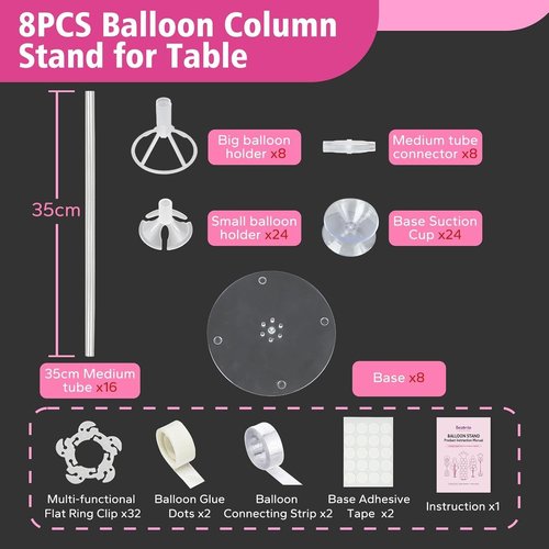 Bezente Balloon Stand Kit - 8PCS Tabletop Holder for Party Decorations | Reusable for Birthdays, Weddings & Showers