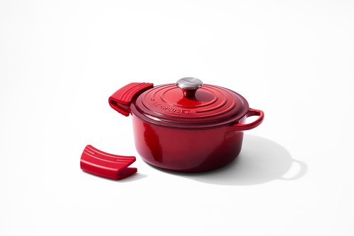 Le Creuset Silicone Handle Grips Set of 2 - 5" x 2.5" Each in Vibrant Cerise Color