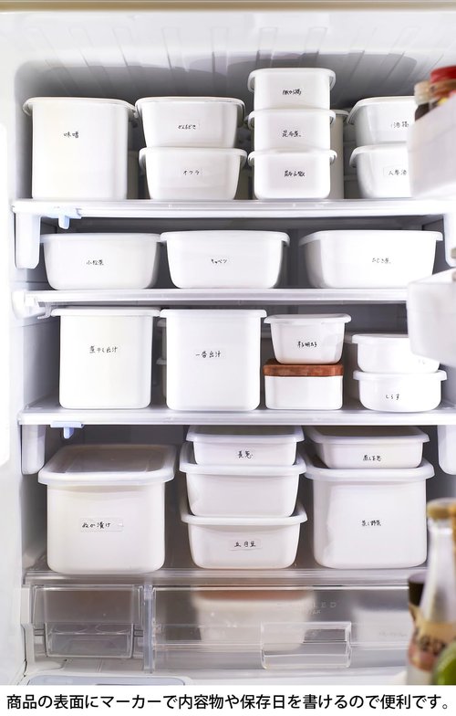 Nodahoro Enameled Storage Container, Heat Resistant, Rectangle, Deep, S, M, L, Size, Set of 3 Sizes, Includes Seal Lid, White Series, Made in Japan