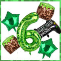 40 Inch Green Pixel Miner Number Foil Balloon Set 5Pcs Large Mylar Number Balloons for Boys Girls Pixel Cubes Video Game Birthday Party Decorations (6)