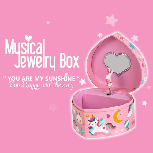 Sii Pikki Unicorn Musical Jewelry Box for Girls | Heart Shaped Toddler Music Box Toys | You Are My Sunshine Ring Tone Melody | Birthday Christmas & Valentines Gifts for Girls Kids