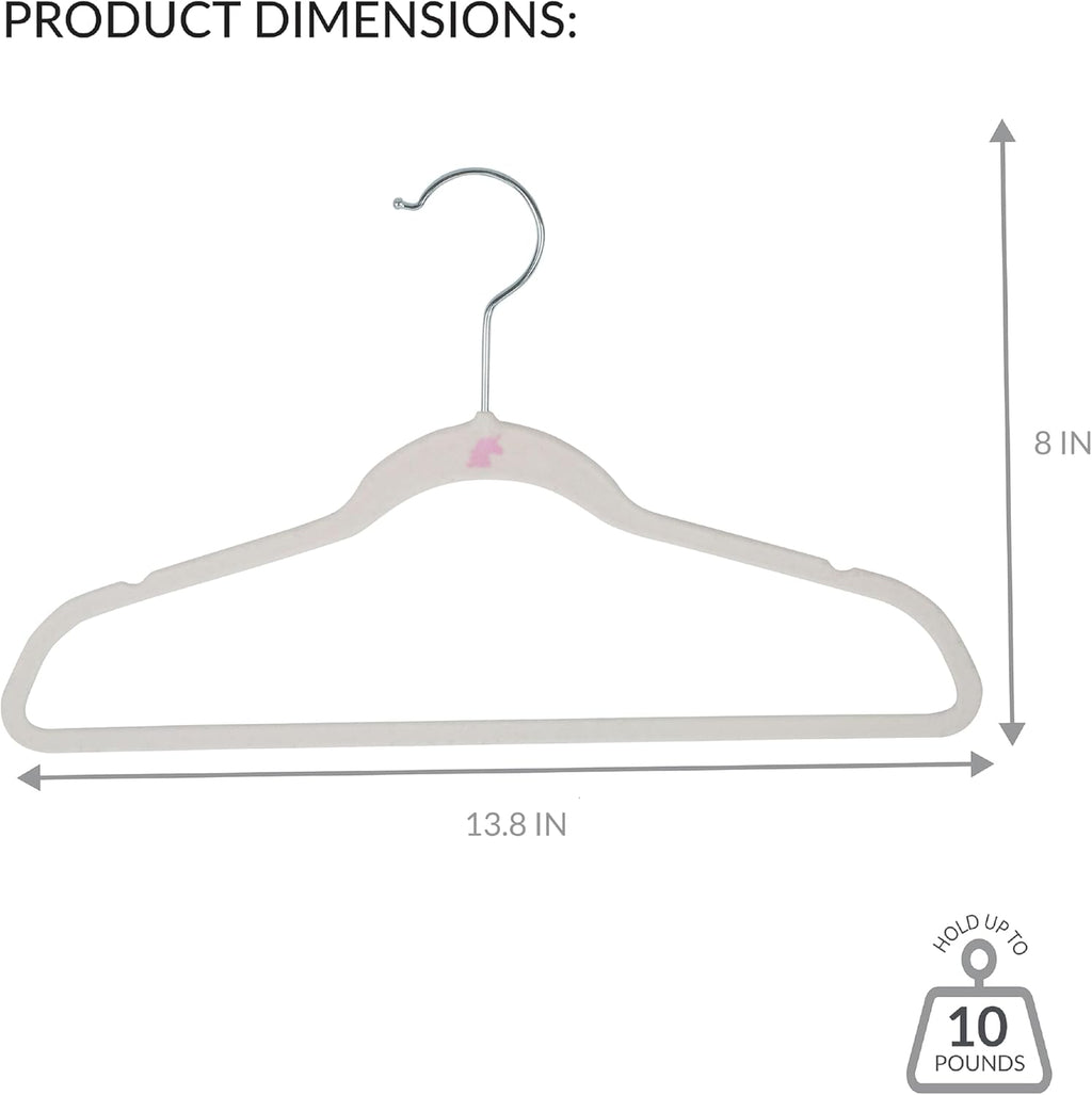 Simple 25 Pack Kids Velvet Hangers - Slim Non-Slip Design for Space Saving Closet Storage | White