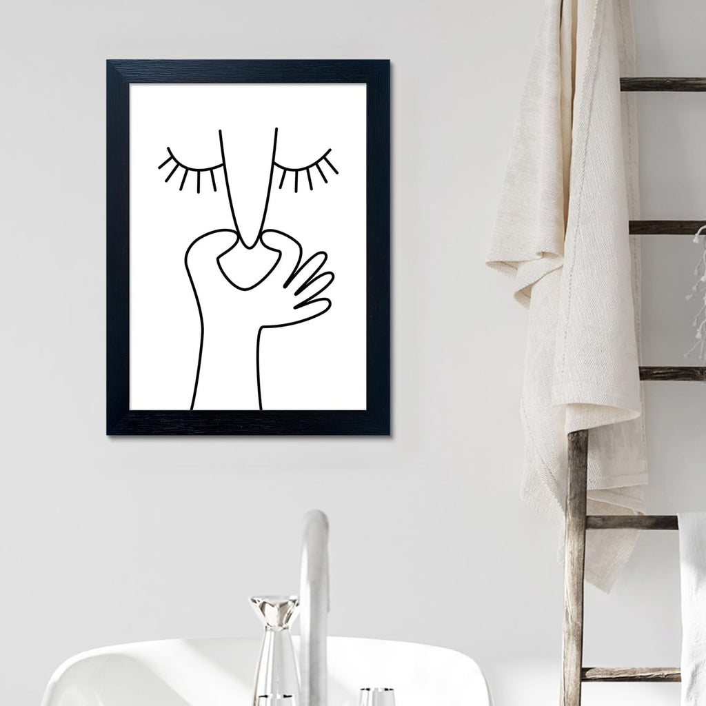 Regine Switzerland Funny Bathroom Wall Art - Black and White Framed Toilet Print Decor