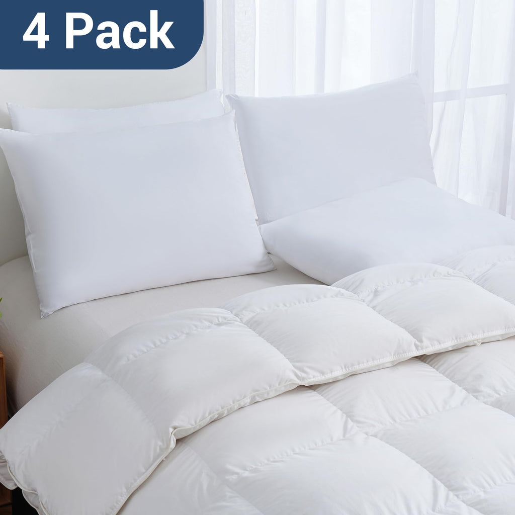 CULVE Bed Pillows King Size Set of 4 Pack for Sleeping- Medium Support 20"x36" Soft Pillow, Down Alternative Filling for Side Back Stomach Sleeper