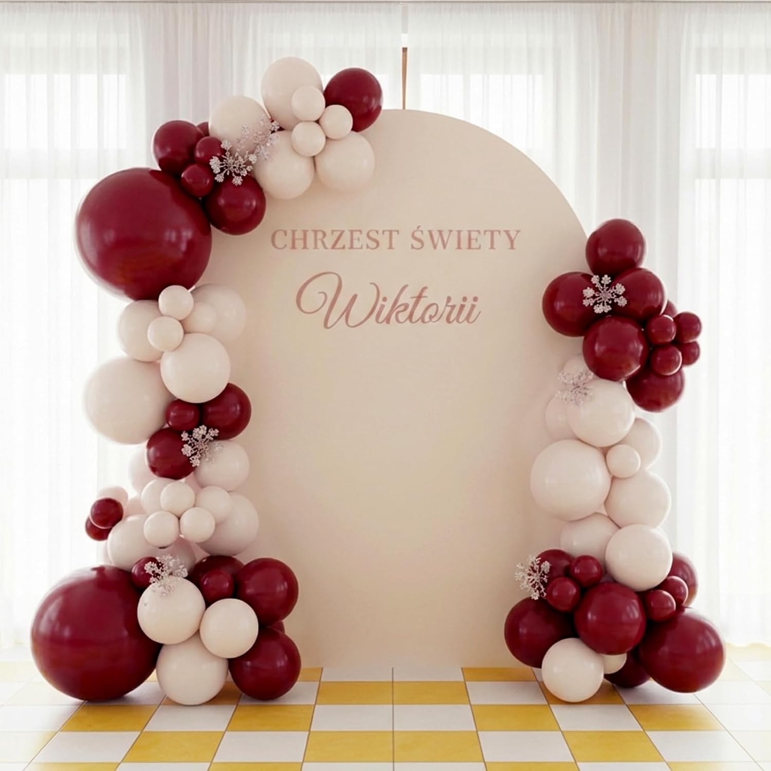 RUBFAC Burgundy Balloons - 129-Piece Latex Balloon Garland Kit | Maroon & Dark Ruby Red, 5-12 Inch Sizes for Parties