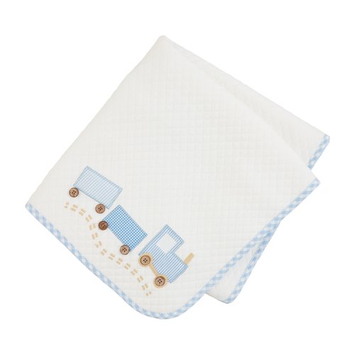Mud Pie Kids Train Quilted Blanket; 34" x 28"