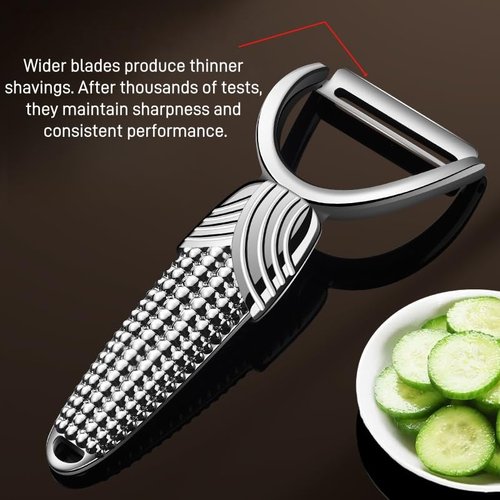 Huakai Vegetable Peeler For Kitchen, Easy Peeler/Non-Slip Wide Handle/Suitable for All Fruits Vegetables/Silver