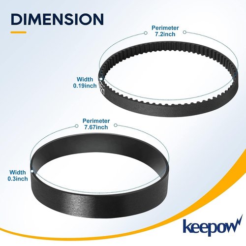 KEEPOW 6960w Belt for Bissell Proheat Steamer, Replacement Belt for Bissell Pet Carpet Cleaner, Fit Model 1846, 1799, 25A3, 7901, 1622, 8910, 7920, 1623, Replace Part 0150621 & 2150628 (2 Sets)