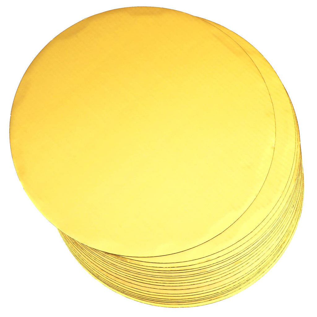 qiqee 12 Inch Gold Cake Boards Round 40-Packs Circles Rounds Base Food-Grade Cardboard Cake Plate（Thinner But Stronger）