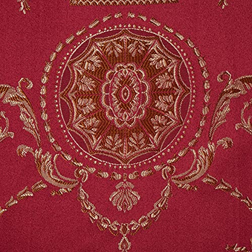 Violet Linen Prestige Damask Design Tablecloths, 60" X 140", Burgundy