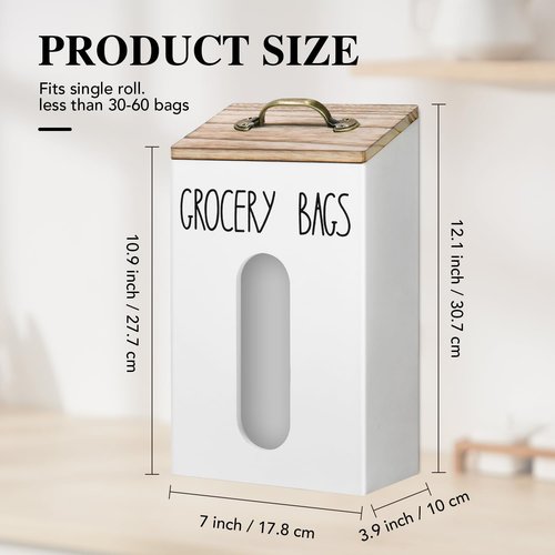 Farmhouse Grocery Bag Holder for Plastic Bags,Plastic Bag Holders for Grocery Bags,Bag Holder for Plastic Bags Groceries Store with Lid,Plastic Bag Holder Under Sink for Kitchen Storage Organization