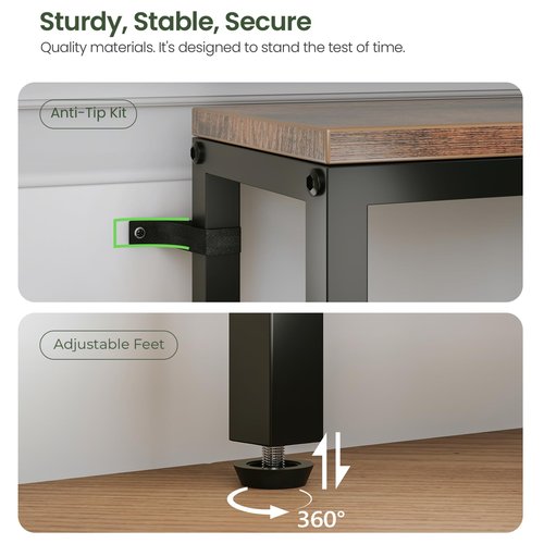 FLORIHOMA 102.4" Behind Couch Table with 2 Fast Charging Stations, 7.1" Narrow Skinny Sofa Table with 4 Power Outlets, 4 USB-A, 2 USB-C for Console Entryway, Rustic Brown