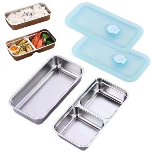 Fachoige Stainless Steel Snack Containers, 2 Pcs Reusable Food Storage Containers with Lids, Condiment Container, Grab and Go Snack Containers for Snacks,Dips,Lunch,Travel and Outdoor Camping