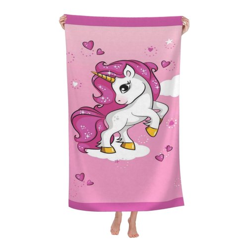 LMKLOP Cute Unicorn Beach Towel for Kids/Girls/Toddler/Baby, Personalized Microfiber Beach Towels Bulk, Quick Dry Beach Towel for Pool, Lightweight Bath Towels Oversized Clearance 30"x 60"