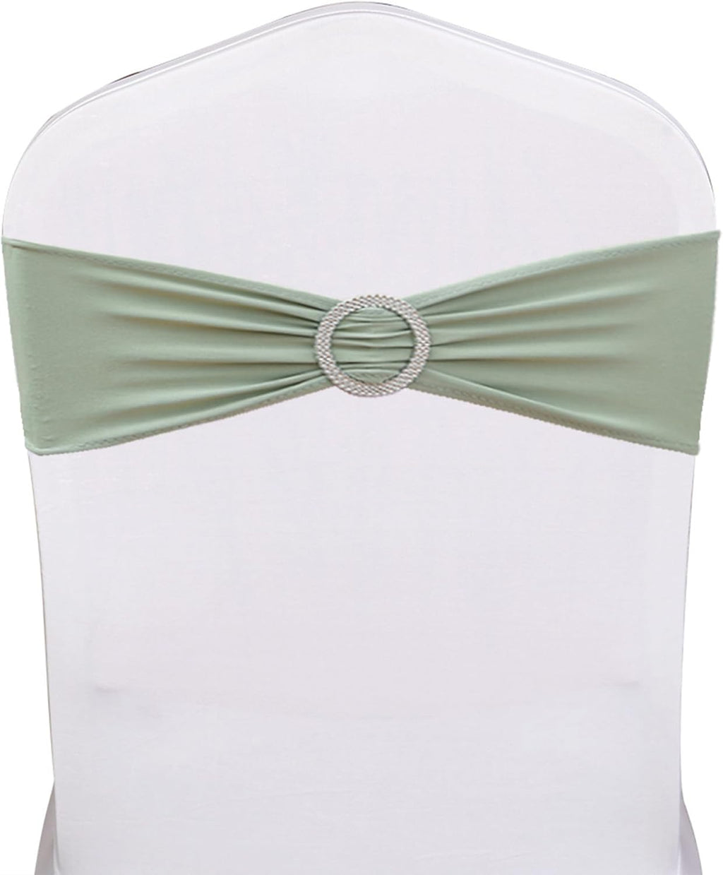 Skiennix Spandex Chair Sashes - 50 Pack Sage Green Elastic Covers for Wedding & Banquet Decor