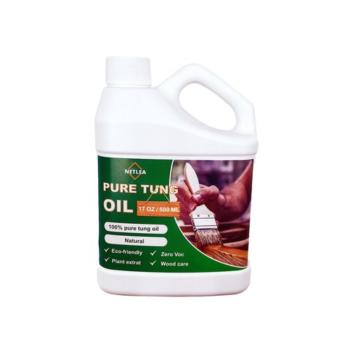 NetLea 17oz Pure Tung Oil for for Wood Finishing,Food Safety for Furniture & Countertop,100% Pure for Indoor & Outdoor Unfinished Bare Wood, Furniture,Floors etc (Tung Oil, 17oz)