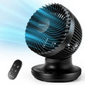 OmniBreeze 6 Inch Black Table Fan for Bedroom, Desk Air Circulator Fan with Remote, 85° Vertical+60° Automatic Oscillating Fan, 5 Speeds, 7H Timer, LED Display