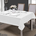Simple&Opulence Premium 100% Linen Hemstitch Tablecloth-60 x 84 Inch White, Natural Fabric, Rectangular Tablecloth for Indoor and Outdoor Use