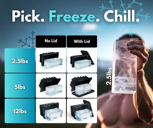 Alaskey® Extra Large Ice Block Mold 5 lbs With Lid (2-Pack) | Create Perfect Ice Bricks | Professional Silicone Mold for Crafting Giant Ice Cubes, Ideal for Ice Baths, Coolers, Bartender Accessories