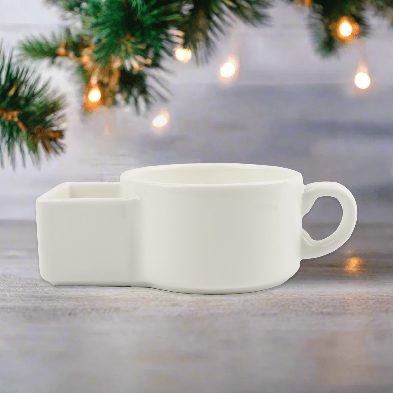KAYCROWN 2 Pack Ceramic Soup and Cracker Mug or Cereal Bowl, Anti-Soggy Cereal Bowl, Microwave Safe, Soup and Side/Cracker Bowls Sets for Breakfast, Chip, Veggies, Dip Bowls for Parties
