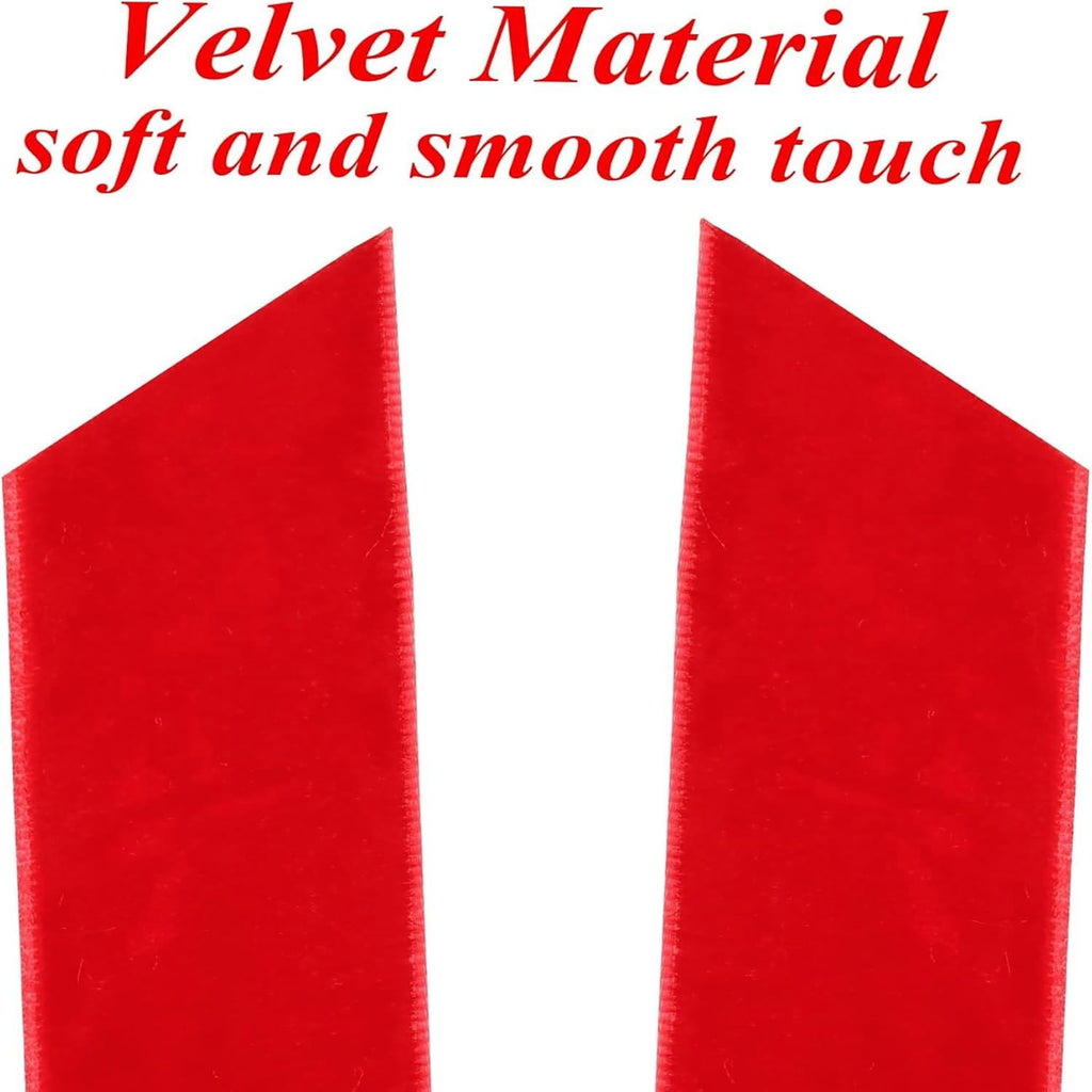Valentines Tree Decorations - 12 Pcs Red Velvet Ribbon Bows | 5in x 8.7in Xmas Ornaments for Holiday Decor