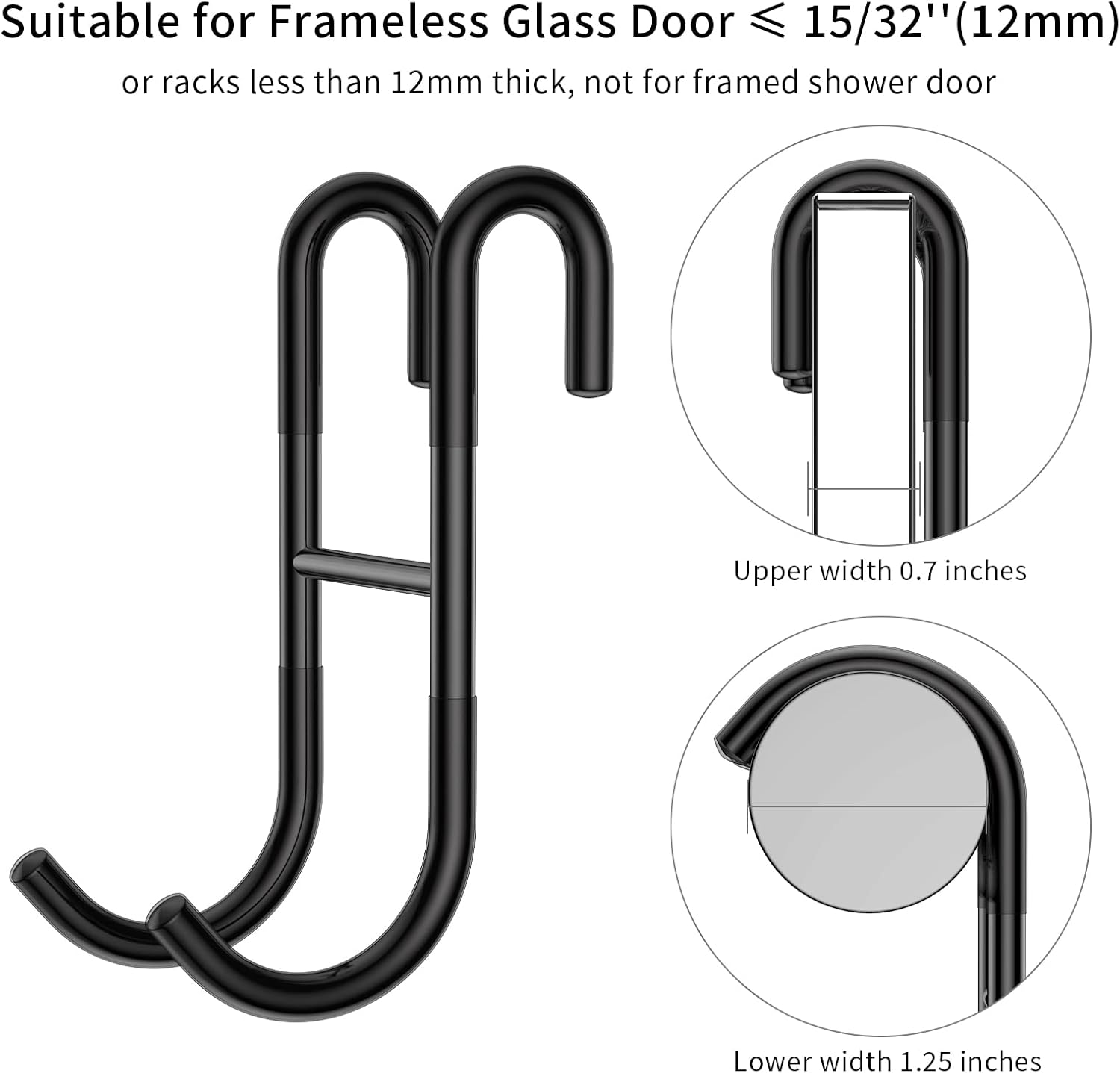 Skiennix Stainless Steel Shower Squeegee Set - 14-Inch with Hooks & Spare Blade for Glass & Mirrors