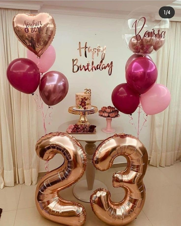 Numbers 17 Balloon - 40 Inch Rose Gold Foil Decoration for 17th Birthday & Anniversary Parties