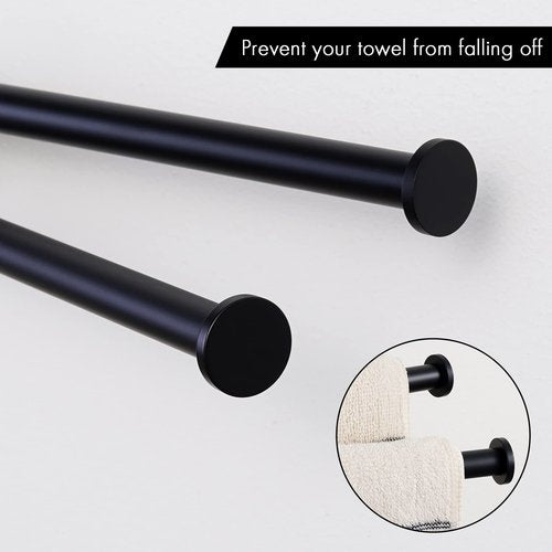 KES Black Swivel Towel Bar for Bathroom 9-Inch Swing Out Double Towel Bar 2-Arm Kitchen Wall Mounted SUS 304 Stainless Steel Matte Black, A2106S23-BK