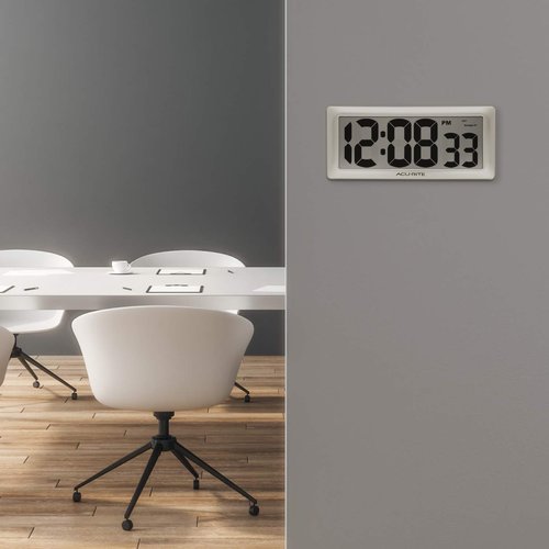 AcuRite 13.5” Large Digital Indoor Wall Clock with Intelli-Time Technology (75173M)