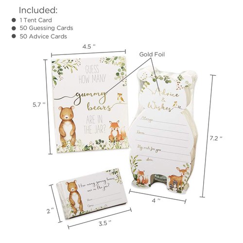 Kate Aspen Woodland Baby, One Size, Shower Advice Card & Game (Set of 50)