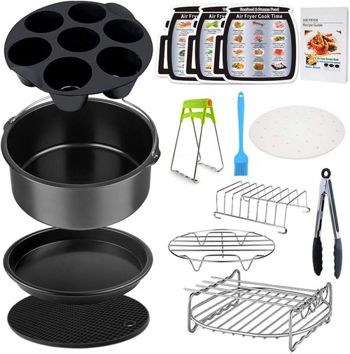 Gowise Air Fryer Accessories Set - 12-Piece Compatible Kit for 4-5.8 QT Models | Cosori, Phillips, Ninja, Cozyna