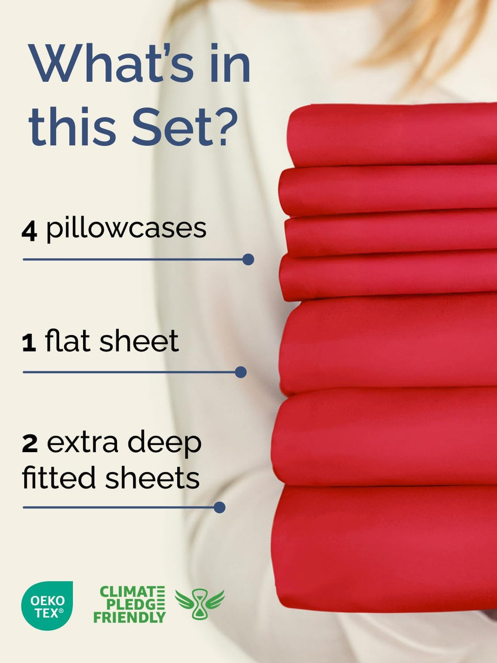 Skiennix Extra Deep Split King Sheet Set - 7 Piece Breathable Cooling Bedding - Soft, Wrinkle-Free Red