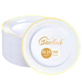 Goodluck 100PCS Gold Plastic Plates, 10.25 Inch Dinner Plate with Gold Rim, Heavy Duty Disposable Plastic Plates for Party, Wedding, Birthday & Daily Use