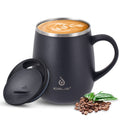 Ideus 16 oz Insulated Coffee Mug with Handle and Lid, Double Wall Stainless Steel Vacuum Thermal Coffee Mug, Travel Coffee Cup Thermal Cup for Home and Office, Storm Black