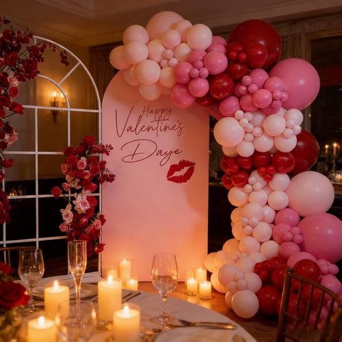 EICUECUE Valentines Day Balloons Garland Arch Kit - 165Pcs Different Size Red Pink Hot Pink Latex Balloons for Valentine's Day Galentine's Day Engagement Anniversary Party Decorations