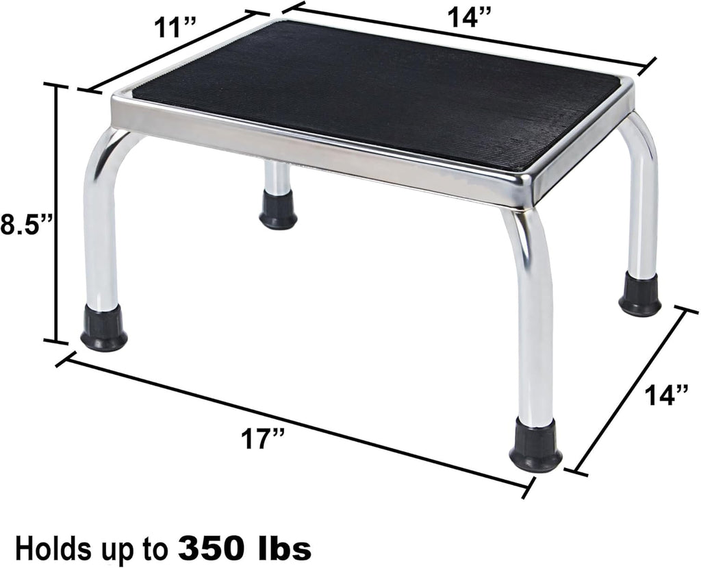 Vaunn Medical Foot Step Stool - Heavy-Duty 350lbs Capacity | Welded Steel Legs & Anti-Skid Rubber Platform